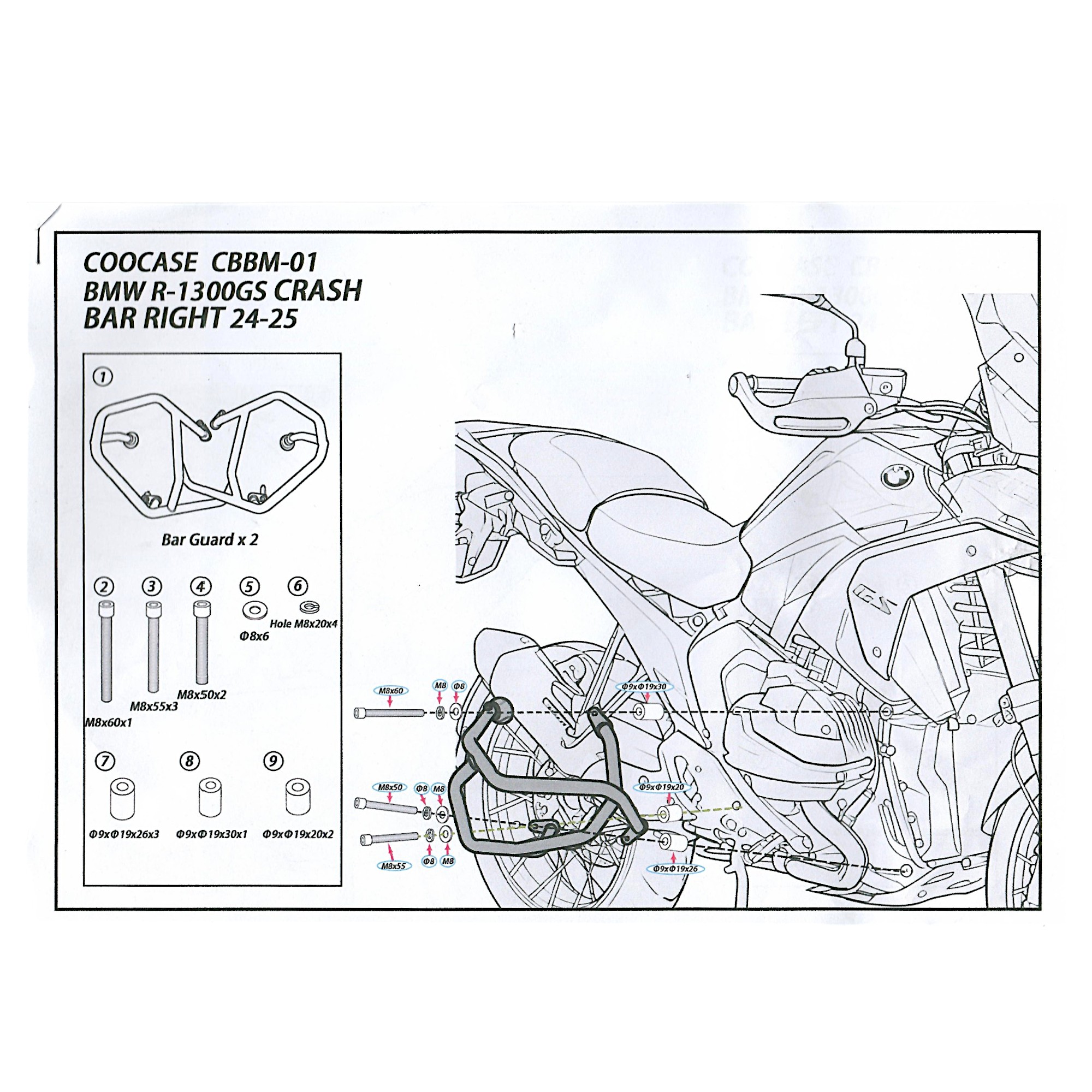 OSŁONY SILNIKA GMOLE COOCASE BMW R1300GS 24-25 DOLNE