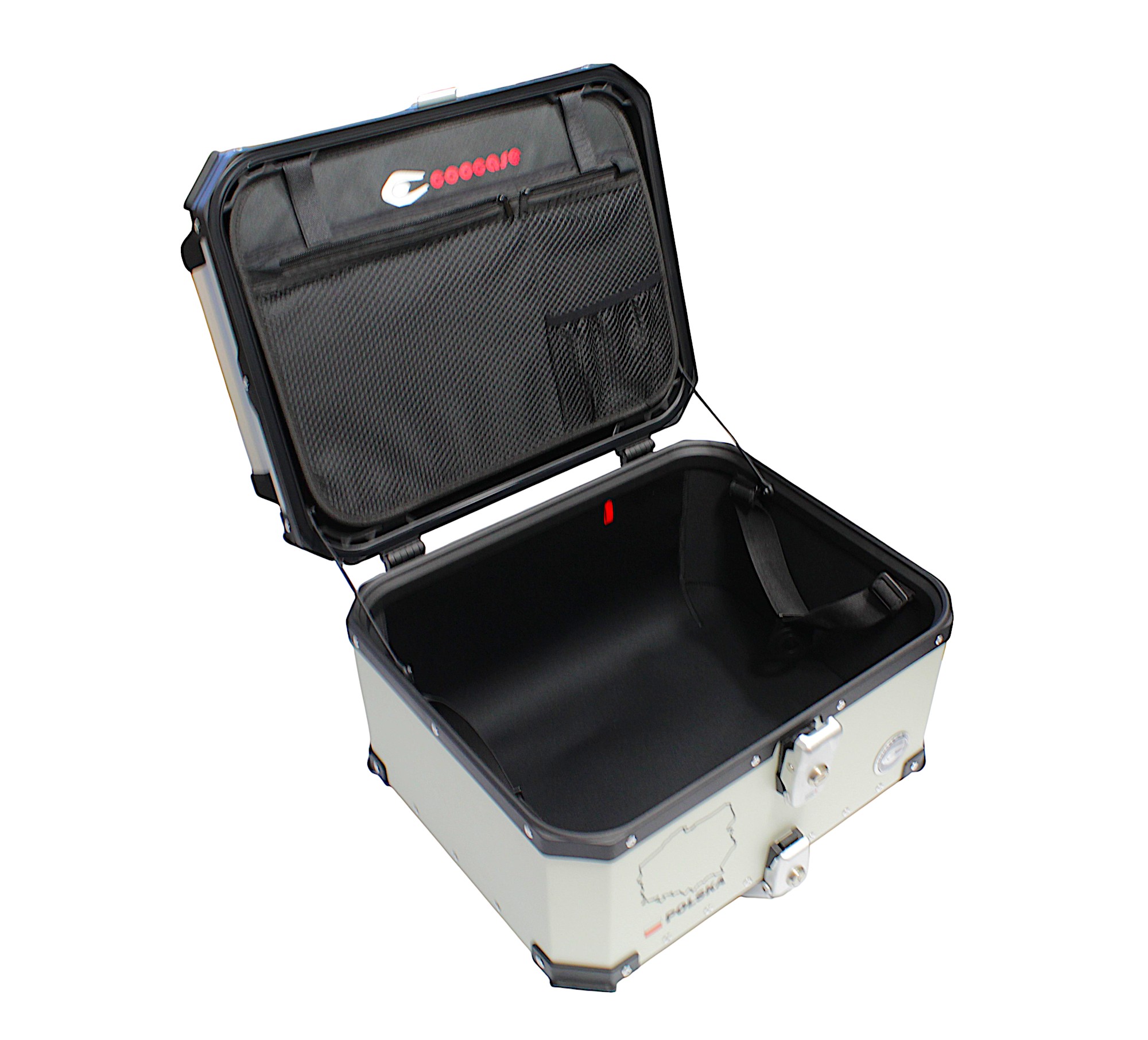 KUFER CENTRALNY ALUMINIOWY COOCASE 55L SREBRNY Z MAPĄ PL + TORBĄ WEWNĘTRZNĄ