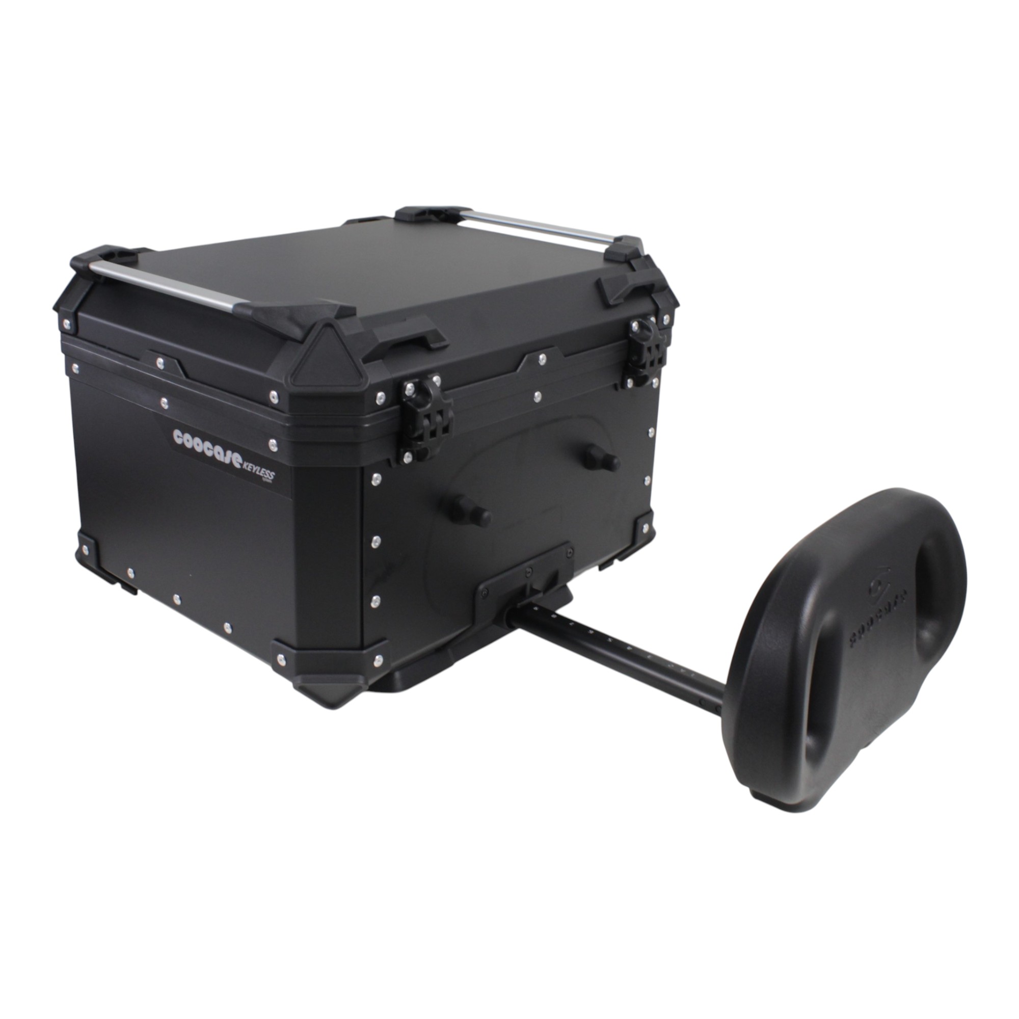 KUFER CENTRALNY ALUMINIOWY COOCASE 55L KEYLESS Z WYSUWANYM OPARCIEM CZARNY