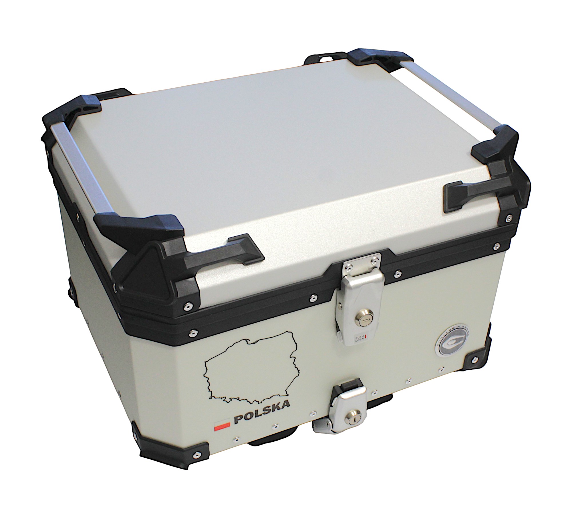 KUFER CENTRALNY ALUMINIOWY COOCASE 55L SREBRNY Z MAPĄ PL + TORBĄ WEWNĘTRZNĄ