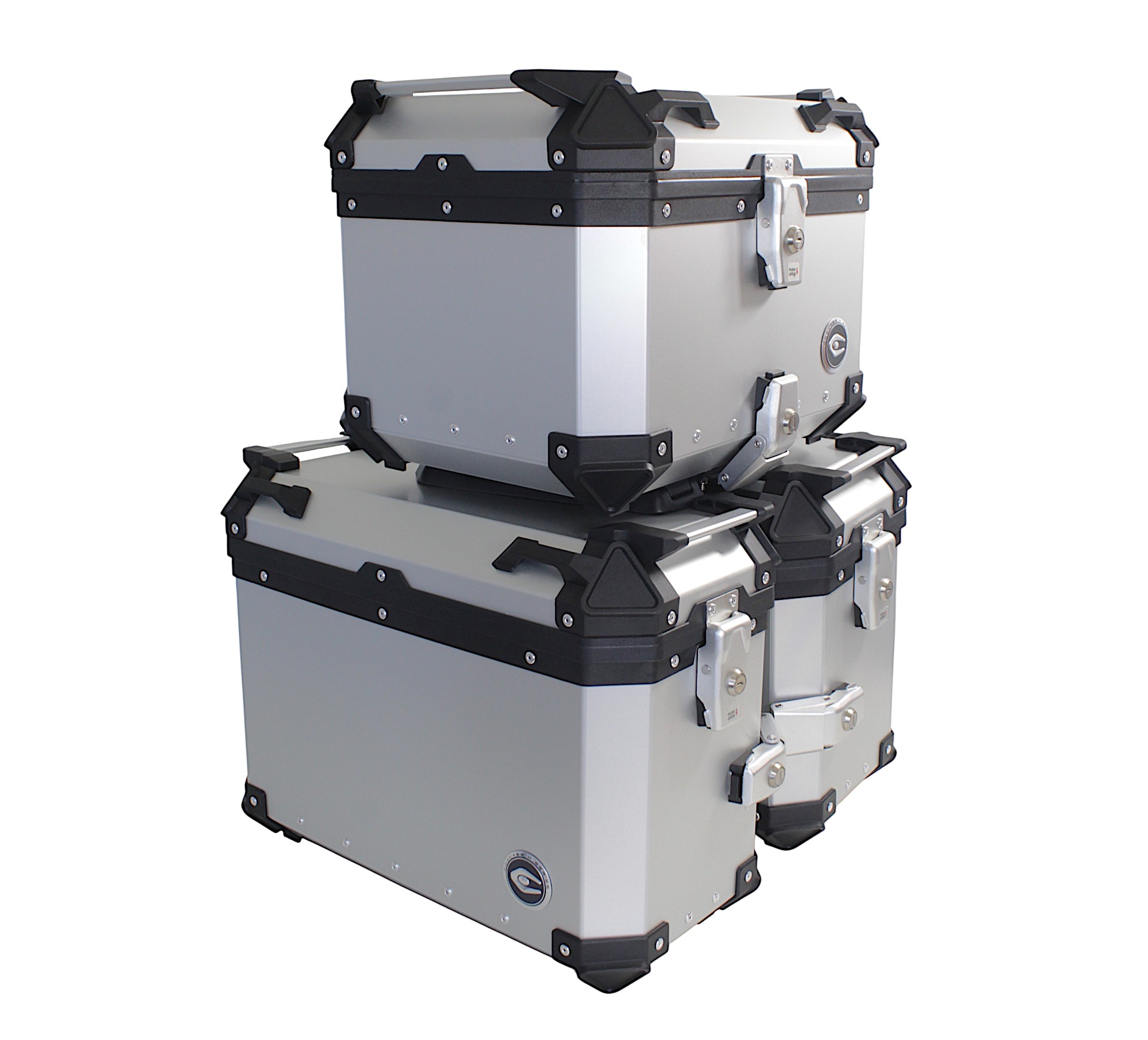 ZESTAW 3 KUFRÓW ALUMINIOWYCH (2X36L SYMETRYCZNE + 45L) COOCASE ANODOWANE ALUMINIUM Z TORBĄ WEWNĘTRZNĄ