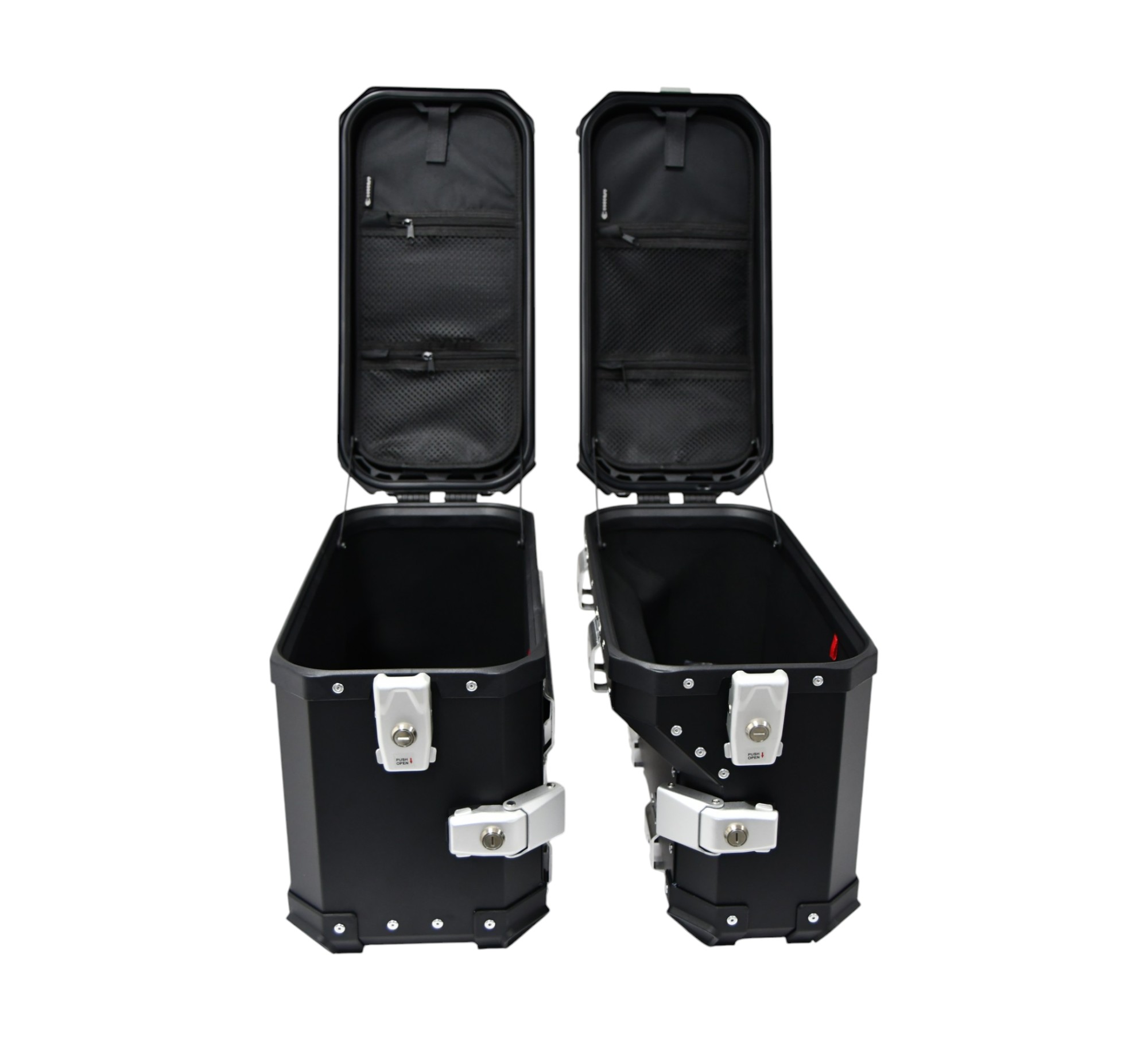ZESTAW 3 KUFRÓW ALUMINIOWYCH (30L ASYMETRYCZNY + 36L + 45L) COOCASE CZARNY Z TORBĄ WEWNĘTRZNĄ