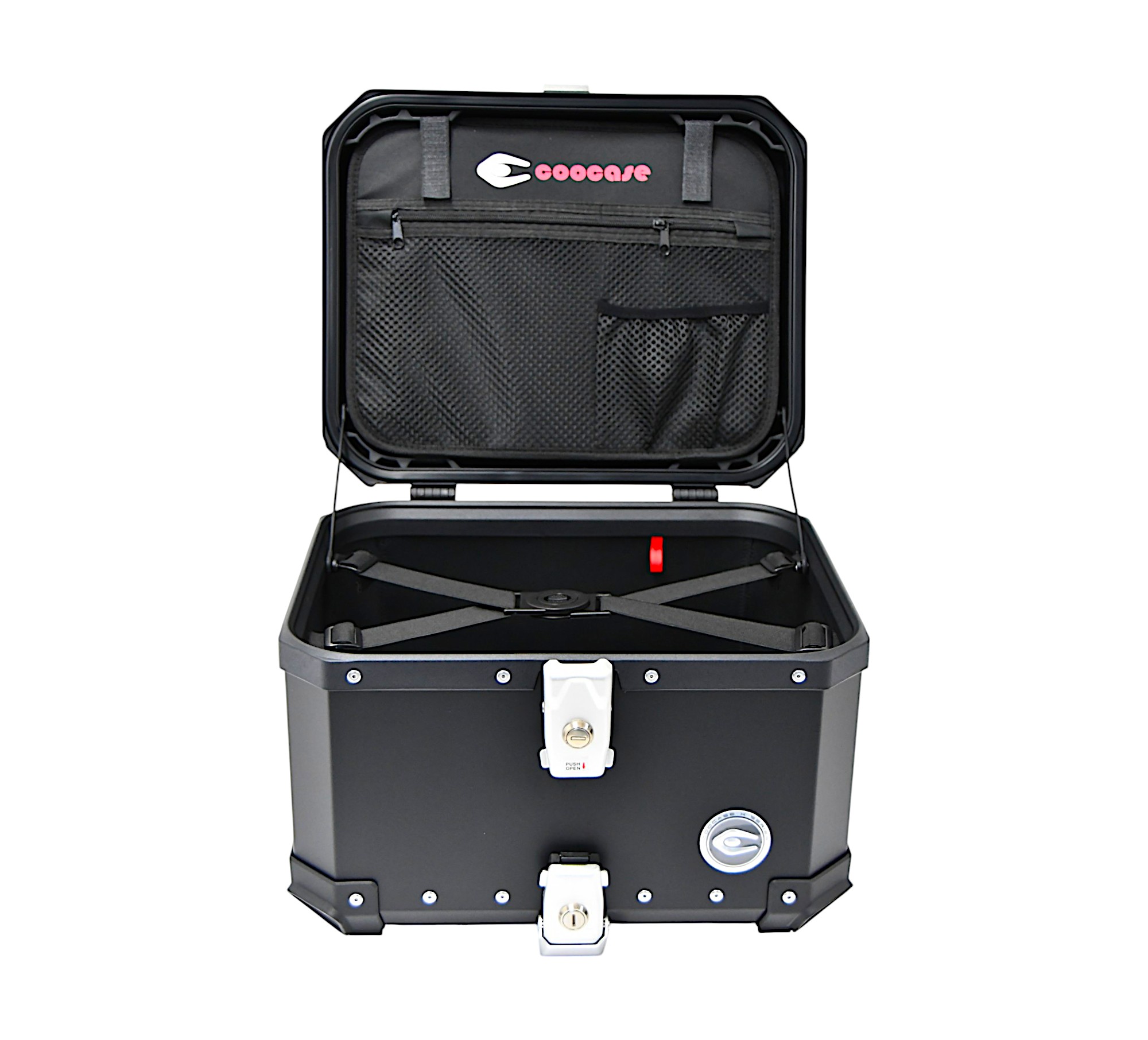 ZESTAW 3 KUFRÓW ALUMINIOWYCH (30L ASYMETRYCZNY + 36L + 45L) COOCASE CZARNY Z TORBĄ WEWNĘTRZNĄ