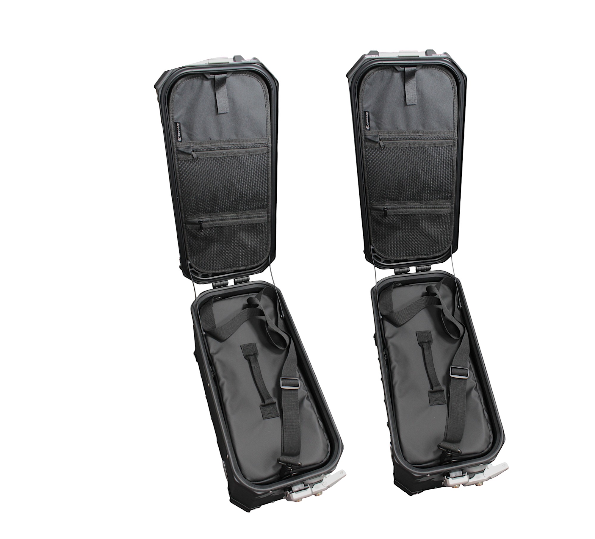 ZESTAW 3 KUFRÓW ALUMINIOWYCH (2X36L SYMETRYCZNE + 45L) COOCASE SZARY CAMO Z TORBĄ WEWNĘTRZNĄ
