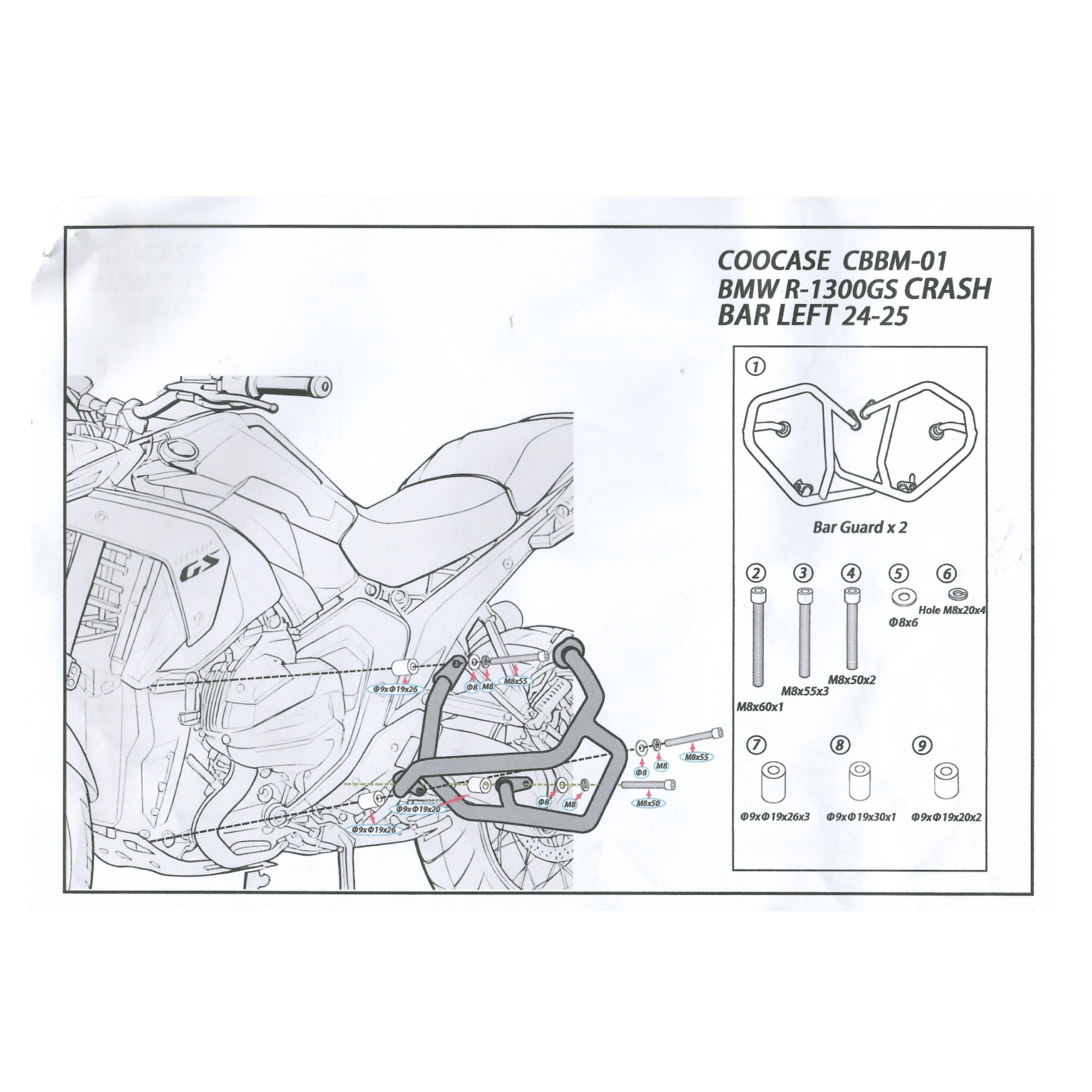OSŁONY SILNIKA GMOLE COOCASE BMW R1300GS 24-25 DOLNE