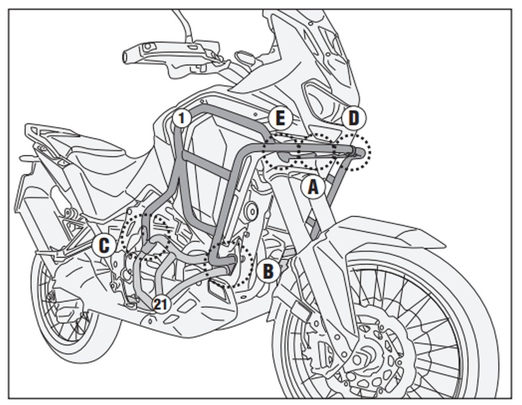 KAPPA GMOLE OSŁONY SILNIKA GÓRNE HONDA CRF 1100 L AFRICA TWIN ADVENTURE SPORTS '24-'25 CZARNE