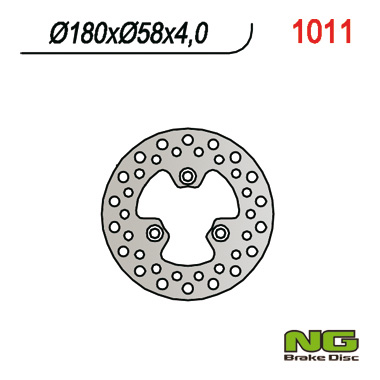 NG TARCZA HAMULCOWA PRZÓD/TYŁ KYMCO SKUTERY 50/125/150/300, QUAD 250/300 (180X58X4) 3 OTWORY ŚR.10,5