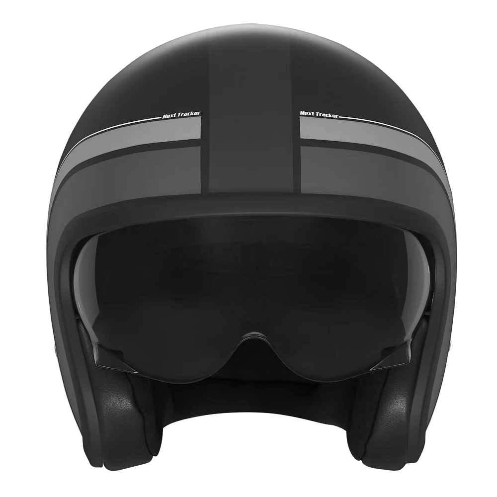 NOX WYPRZEDAŻ PREMIUM KASK OTWARTY JET NEXT TRAKER KOLOR CZARNY/TYTANOWY MAT (CIEMNA BLENDA)