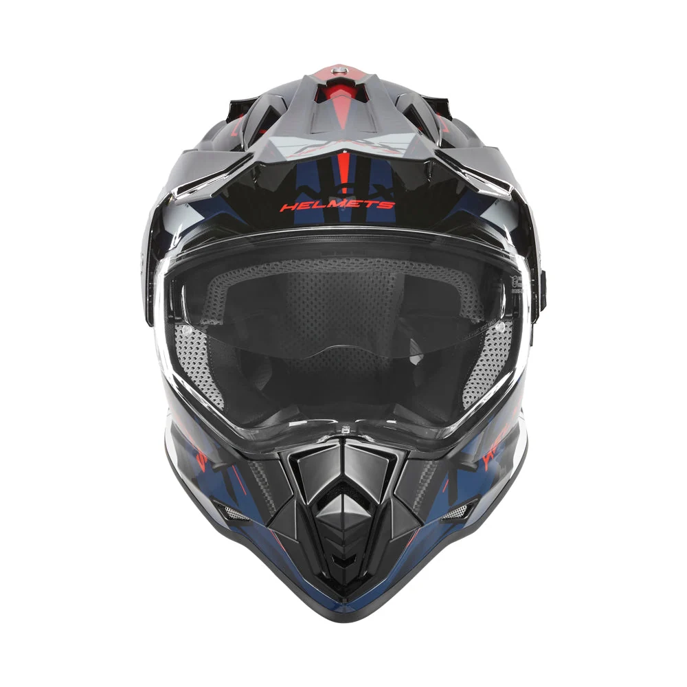 NOX WYPRZEDAŻ KASK OFFROAD / TRAIL DUOSPORT (DUAL) N312 TRACK Z SZYBKĄ I BLENDĄ KOLOR CZARNY/CZERWONY/NIEBIESKI