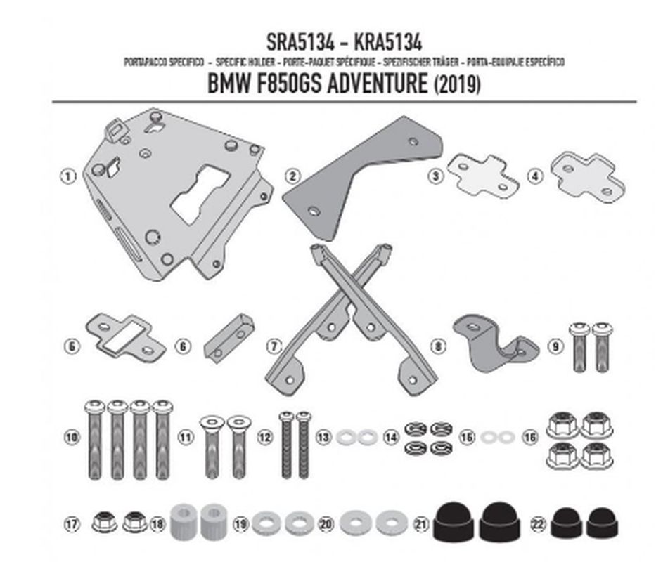 KAPPA STELAŻ KUFRA CENTRALNEGO BMW F 850/900GS Adventure (19-25) ALUMINIOWY MONOKEY