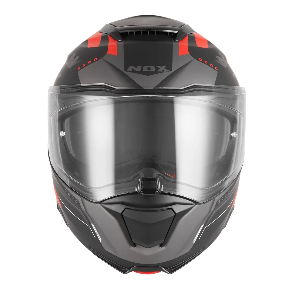 NOX WYPRZEDAŻ KASK SZCZĘKOWY (FLIP-UP) Z BLENDĄ N967 CONQUER KOLOR CZARNY MAT/CZERWONY (PINLOCK DO TEGO MODELU - FILMPINLOCK70DK