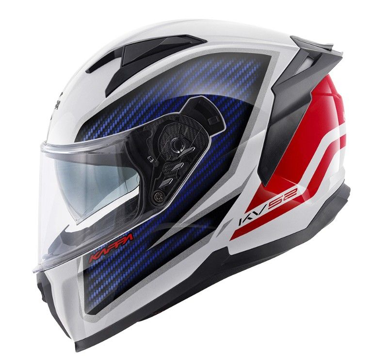 KAPPA KASK KV52 KRONOS INTEGRALNY Z BLENDĄ KOLOR BIAŁY CZERWONY NIEBIESKI CARBON LOOK (HOMOLOGACJA ECE 22R06)