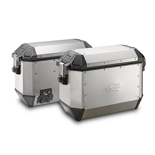 KAPPA KUFRY BOCZNE 36L MONOKEY KMS36A K'MISSION ALUMINIOWE (PARA  2 SZT) + DODATKOWY ZAMEK - DO STELAŻY BOCZNYCH KL, KLR, KLO, K