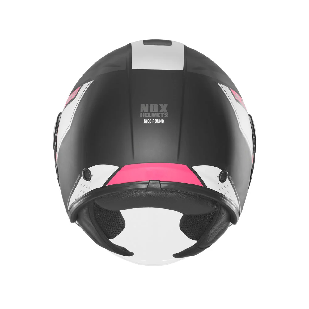 NOX WYPRZEDAŻ KASK OTWARTY JET Z BLENDĄ N182 ROUND KOLOR CZARNY MAT/RÓŻOWY