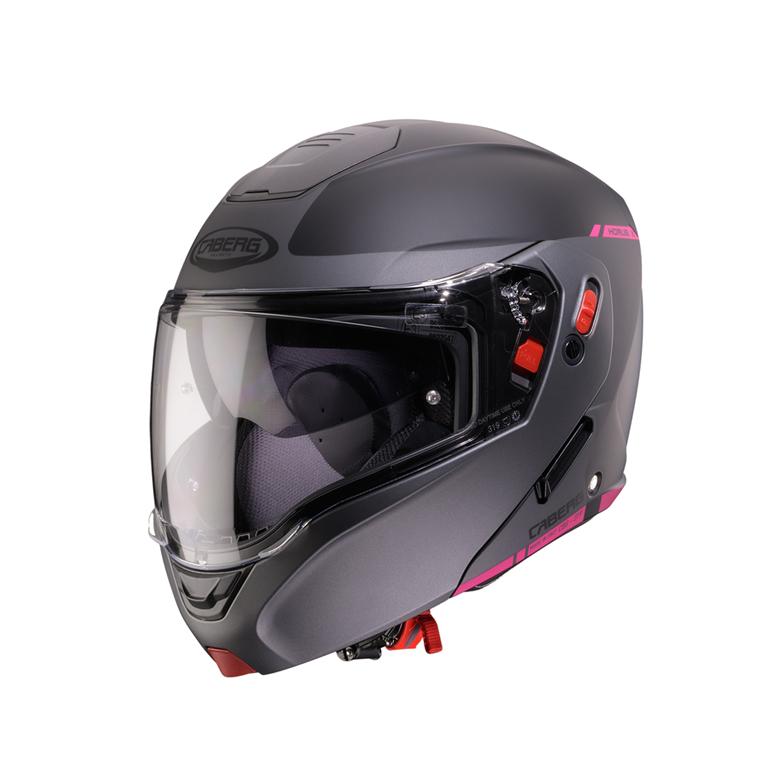 CABERG KASK SZCZĘKOWY FLIP-UP MODEL HORUS X RAY CZARNY MAT/SZARY/FUKSJA (INTENSYWNY ODCIEŃ RÓŻOWEGO)