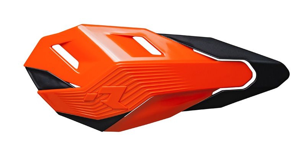 RACETECH (RTECH) OSŁONY RĄK (HANDBARY) HP3 KOLOR POMARAŃCZOWY CZARNY (Z 2 RODZAJAMI MOCOWAŃ DO KIEROWNICY ORAZ MANETEK)