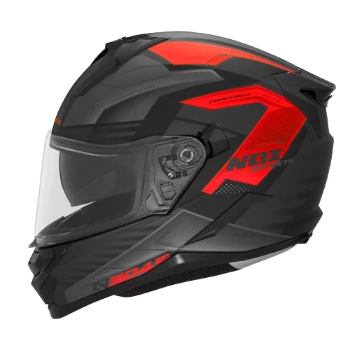 NOX WYPRZEDAŻ KASK INTEGRALNY (FULL FACE) Z BLENDĄ N304S CARVER KOLOR CZARNY/CZERWONY MAT