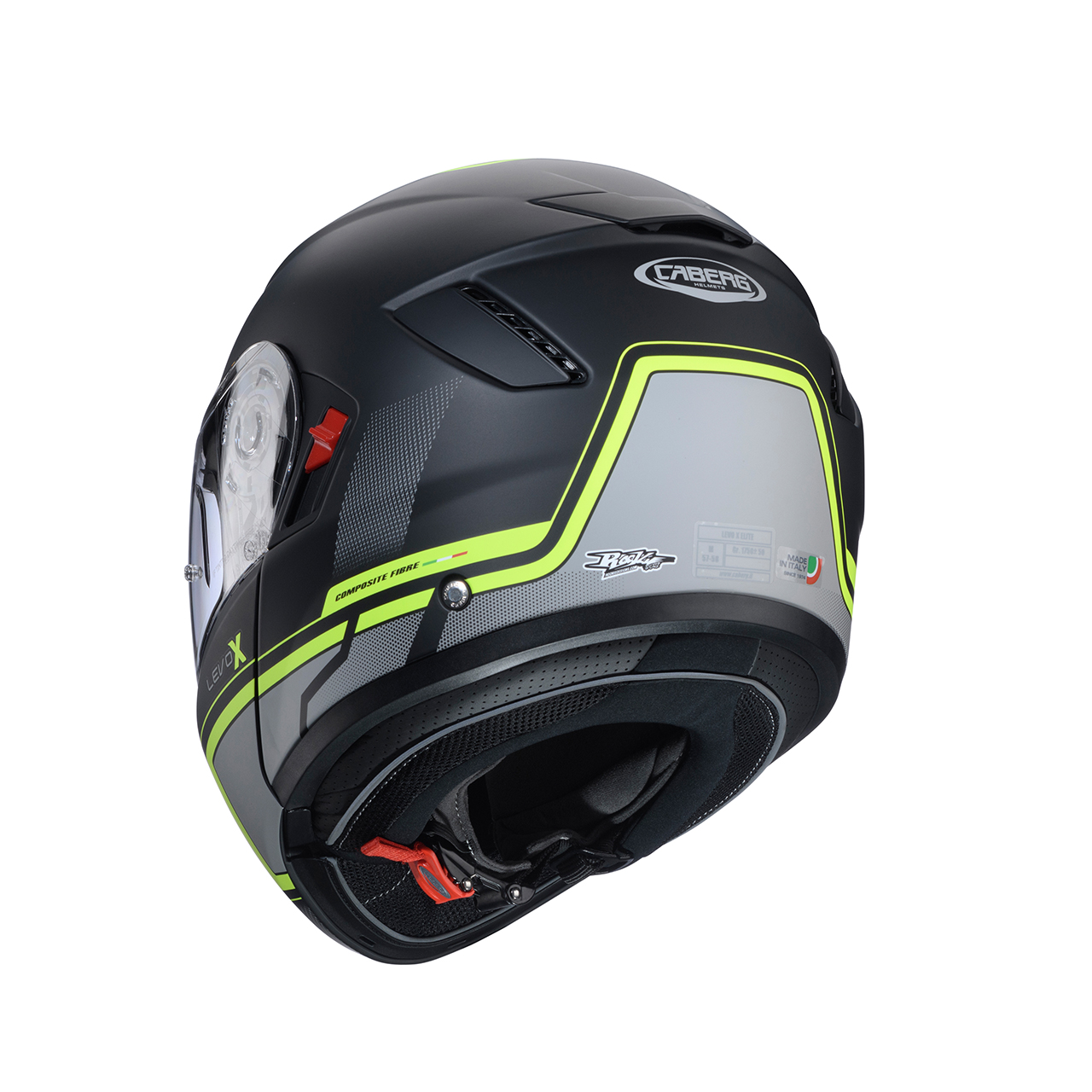 CABERG KASK SZCZĘKOWY FLIP-UP MODEL LEVO X ELITE KOLOR CZARNY MAT/SZARY/ZÓŁTY FLUO (PINLOCK W ZESTAWIE)