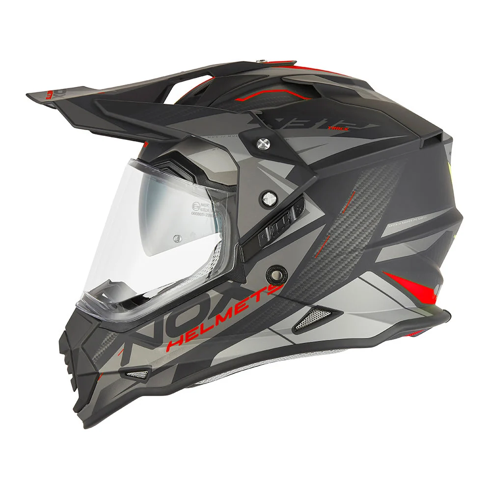 NOX WYPRZEDAŻ KASK OFFROAD / TRAIL DUOSPORT (DUAL) N312 TRACK Z SZYBKĄ I BLENDĄ KOLOR CZARNY MAT/CZERWONY