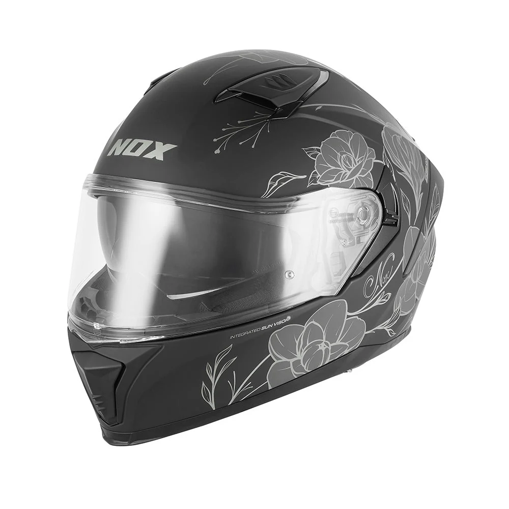 NOX KASK INTEGRALNY (FULL FACE) Z BLENDĄ N402 SPRING KOLOR CZARNY MAT/SREBRNY