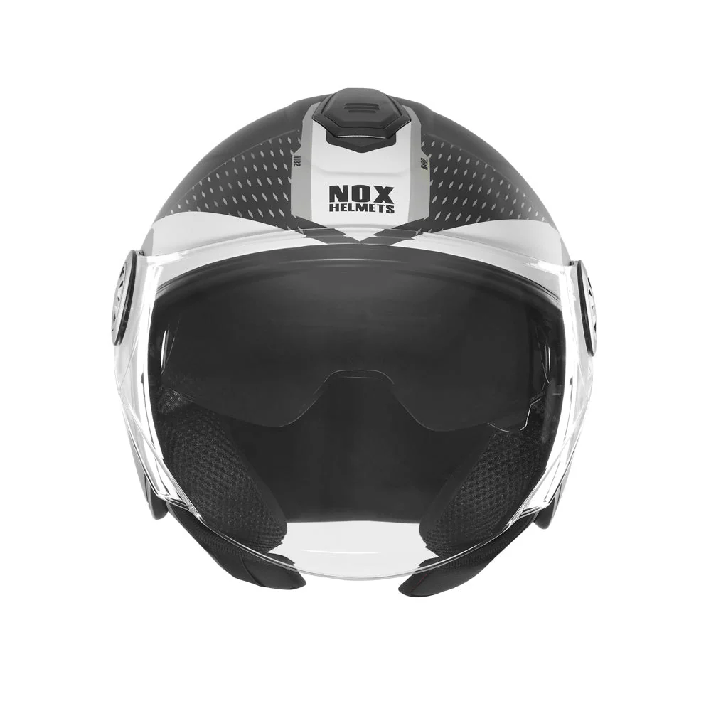 NOX WYPRZEDAŻ KASK OTWARTY JET Z BLENDĄ N182 ROUND KOLOR CZARNY MAT/SREBRNY