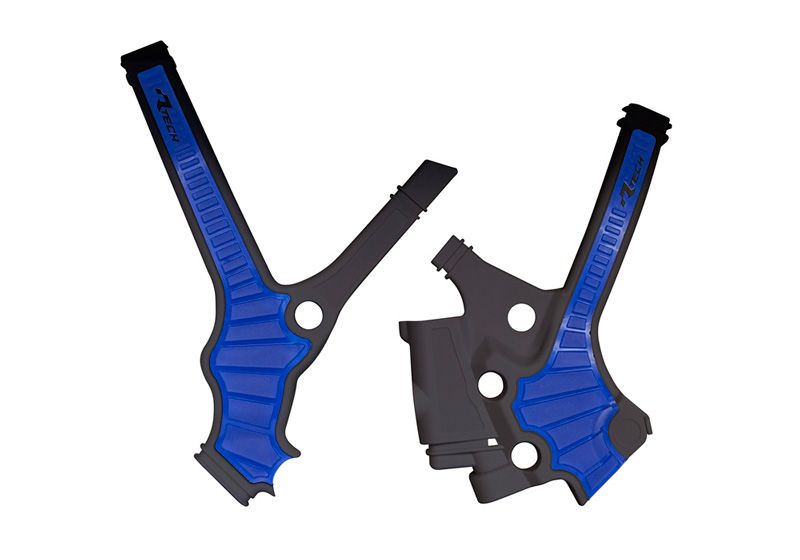 RACETECH (RTECH) OSŁONY RAMY (KOMPLET) BI-MATERIAL SUPER GRIP YAMAHA YZ 85 '22-'26 KOLOR CZARNY / NIEBIESKI