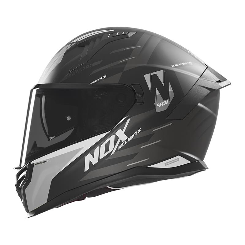 NOX WYPRZEDAŻ KASK INTEGRALNY (FULL FACE) Z BLENDĄ N401 CROWER KOLOR CZARNY/SREBRNY MAT ROZMIAR XXL