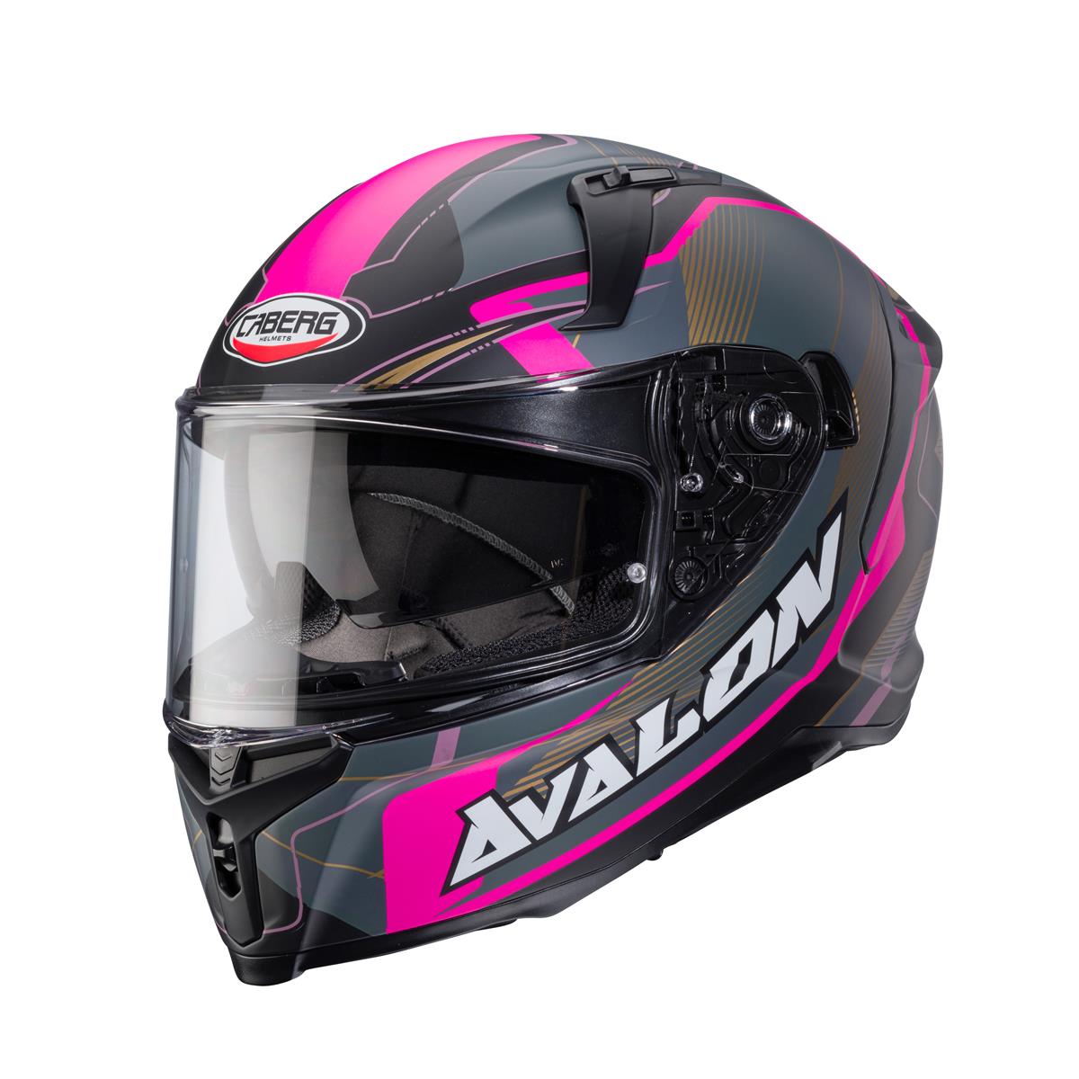 CABERG PROMOCJA KASK INTEGRALNY AVALON X OPTIC KOLOR CZARNY MAT/SZARY/FUKSJA (INTENSYWNY ODCIEŃ RÓŻOWEGO)