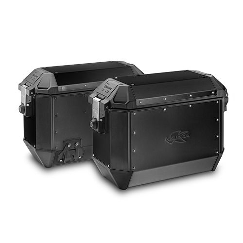 KAPPA KUFRY BOCZNE 36L MONOKEY KMS36B K'MISSION ALUMINIOWE BLACK LINE (PARA  2 SZT) + DODATKOWY ZAMEK - DO STELAŻY BOCZNYCH KL, 