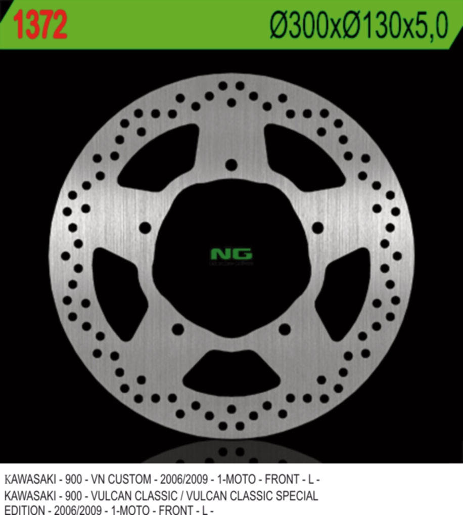 NG TARCZA HAMULCOWA PRZÓD KAWASAKI VN 900 CLASSIC/CUSTOM '06-'09 (300X130X5MM) 5 OTWORÓW O ŚR.10,5