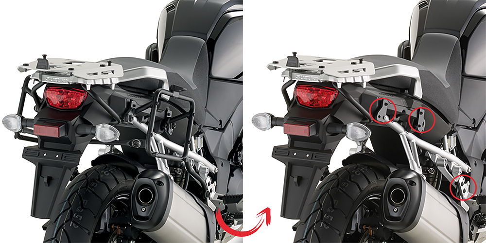 KAPPA STELAŻ KUFRÓW BOCZNYCH SZYBKIEGO MONTAŻU MONOKEY SUZUKI DL 1000 V-STROM '14-'19 - RÓWNIEŻ POD KUFRY MONOKEY KMS K'MISSION 