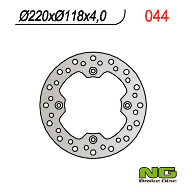 NG TARCZA HAMULCOWA TYŁ SUZUKI DR 350 '99, DR 250 '96-00, DRZ 250 '01-07, TS 125 '89-'94 (220X118X4MM) (4x10,5MM)