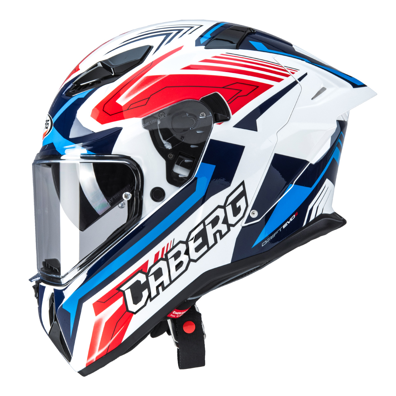 CABERG KASK INTEGRALNY Z BLENDĄ MODEL DRIFT EVO II JARAMA KOLOR BIAŁY/CZERWONY/NIEBIESKI (PINLOCK W ZESTAWIE)