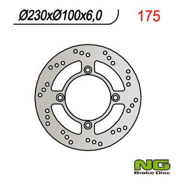 NG TARCZA HAMULCOWA TYŁ KAWASAKI ZEPHYR 750 92-97, ZZR600 '90-'92 (4X10,25) (230x100x6)