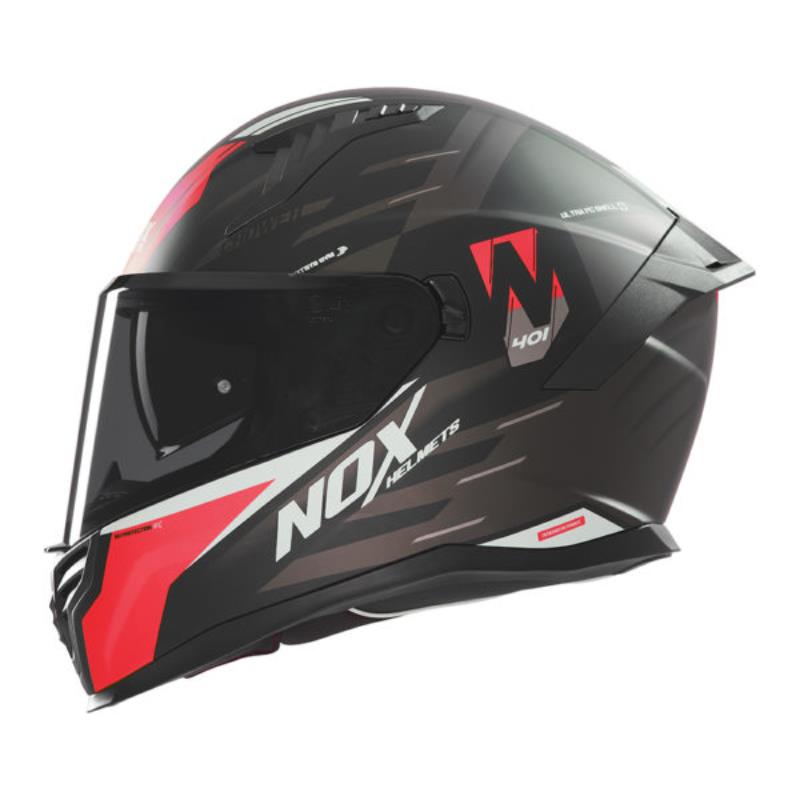 NOX WYPRZEDAŻ KASK INTEGRALNY (FULL FACE) Z BLENDĄ N401 CROWER KOLOR CZARNY/CZERWONY MAT ROZMIAR XXL