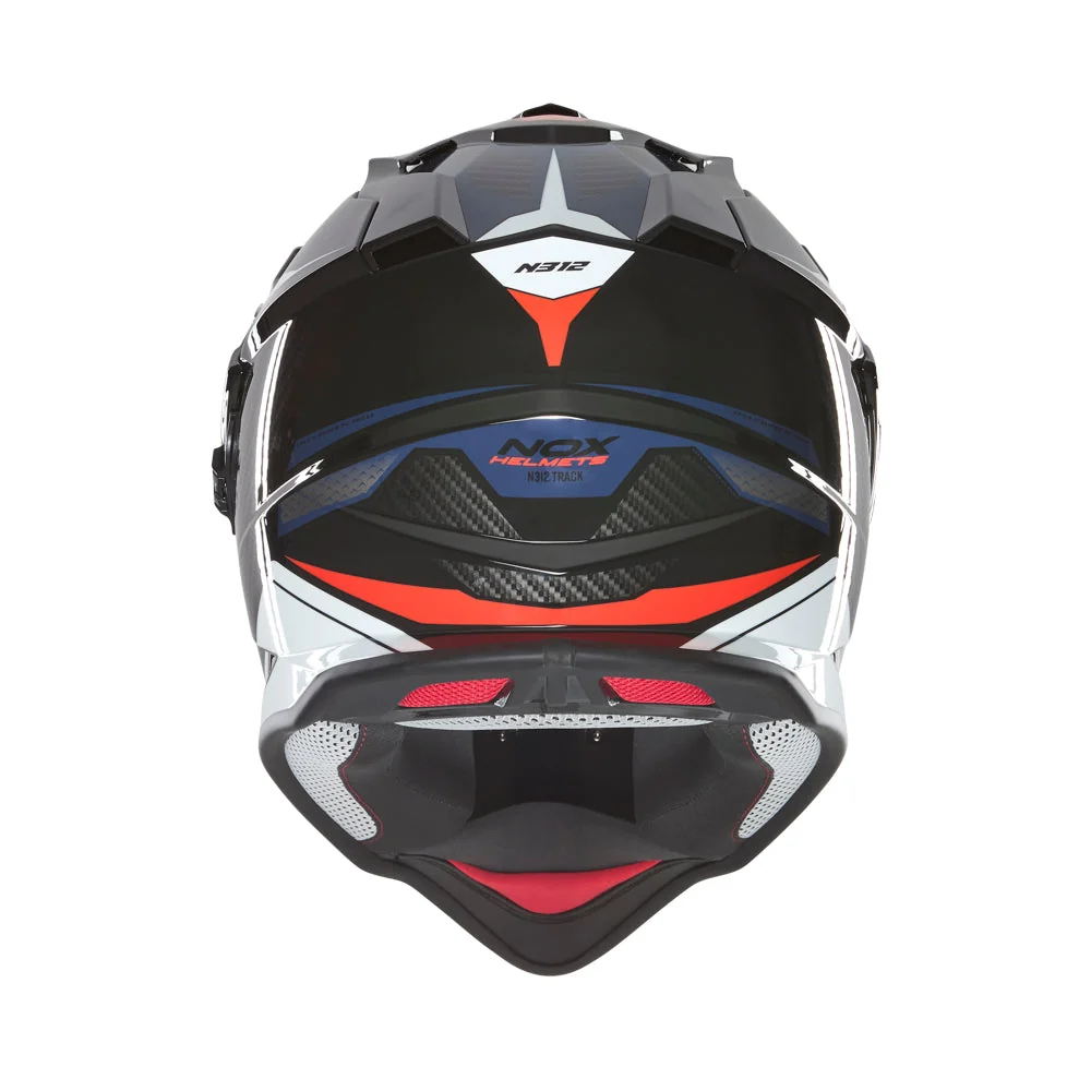 NOX WYPRZEDAŻ KASK OFFROAD / TRAIL DUOSPORT (DUAL) N312 TRACK Z SZYBKĄ I BLENDĄ KOLOR CZARNY/CZERWONY/NIEBIESKI