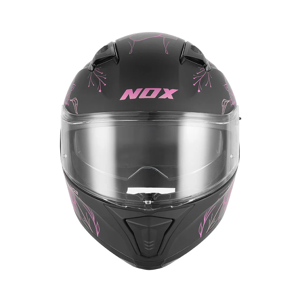 NOX KASK INTEGRALNY (FULL FACE) Z BLENDĄ N402 SPRING KOLOR CZARNY MAT/RÓŻOWY