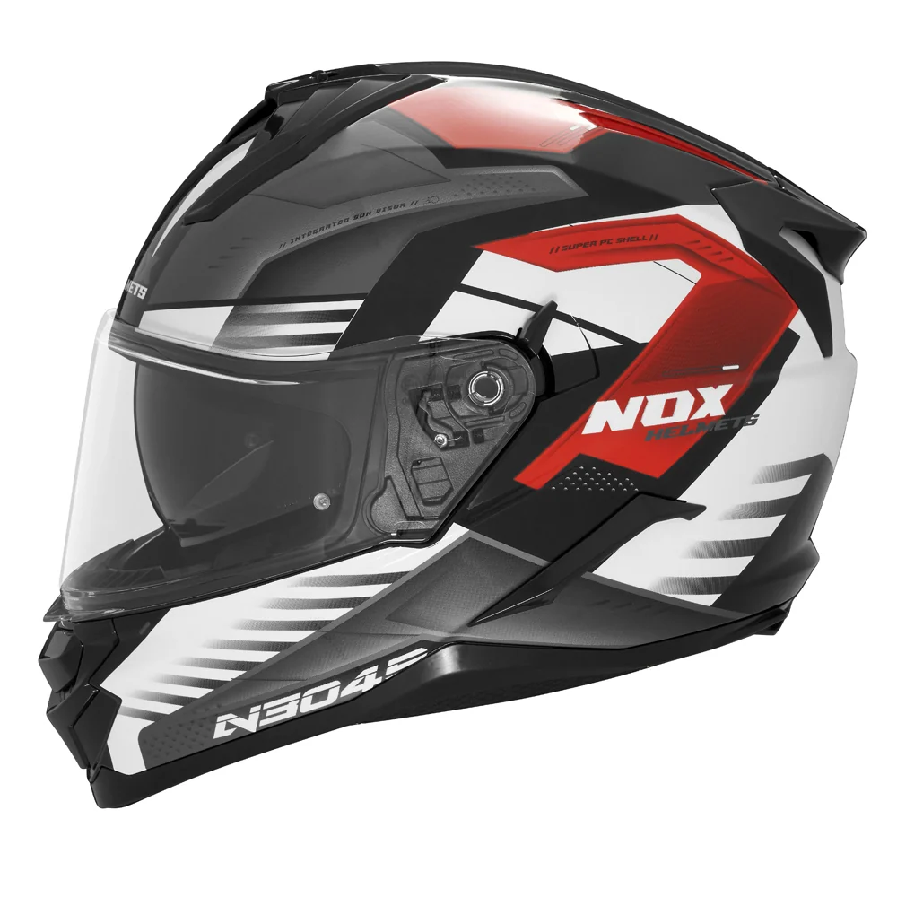 NOX WYPRZEDAŻ KASK INTEGRALNY (FULL FACE) Z BLENDĄ N304S CARVER KOLOR CZARNY/BIAŁY/CZERWONY