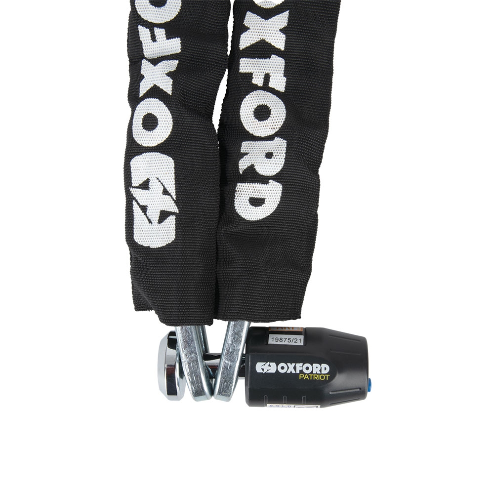 OXFORD PROMOCJA ŁAŃCUCH DO MOTOCYKLA CHAIN LOCK DŁUGOSC 1.2 METRA Z ZAPIĘCIEM PATRIOT (TRZPIEŃ - 14 MM) ŚREDNICA OCZKA 12 MM