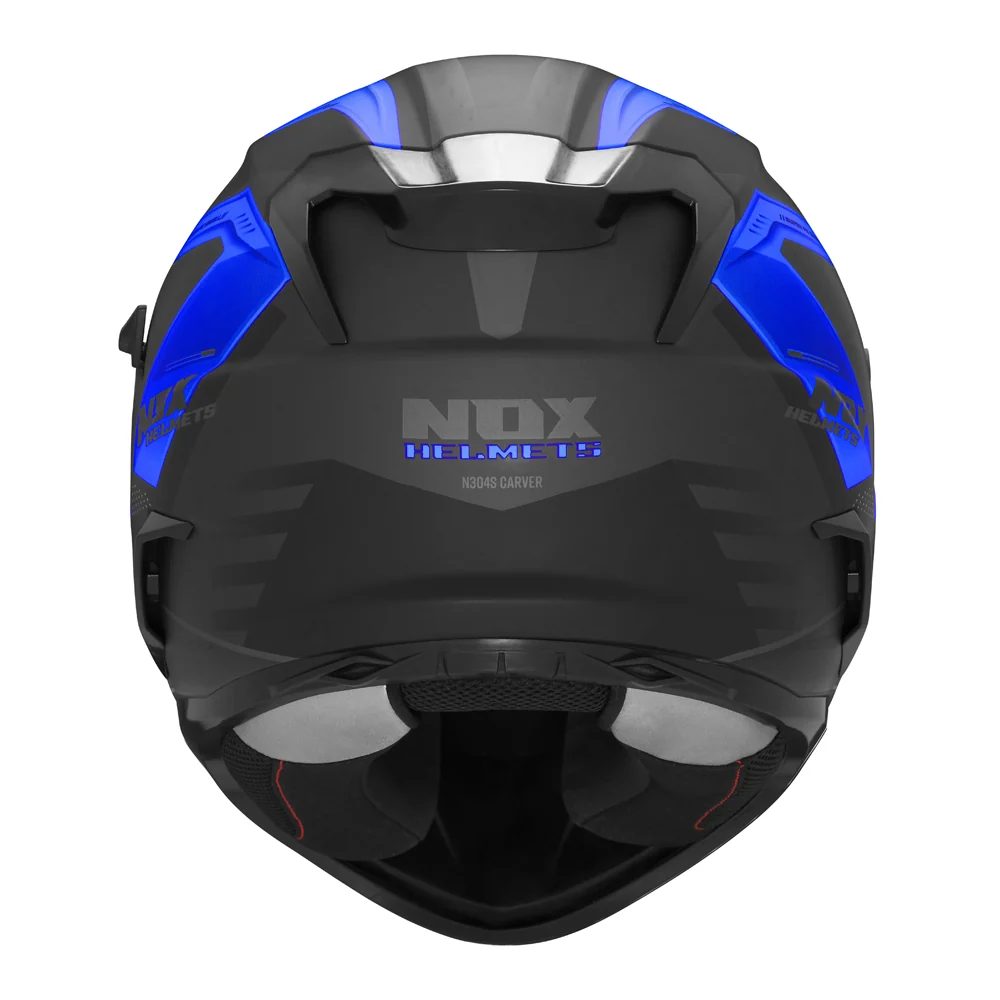 NOX WYPRZEDAŻ KASK INTEGRALNY (FULL FACE) Z BLENDĄ N304S CARVER KOLOR CZARNY/NIEBIESKI MAT
