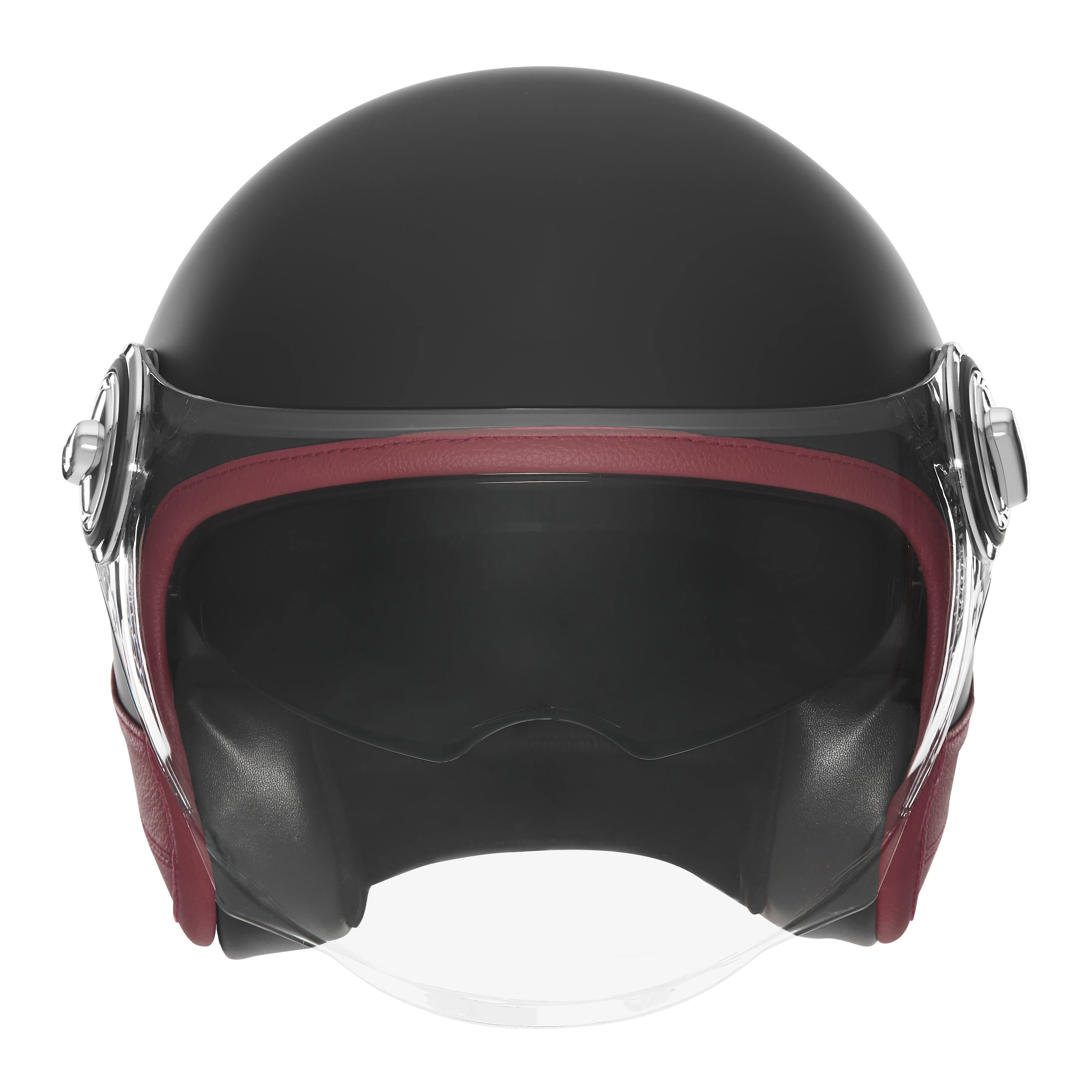 NOX PREMIUM KASK OTWARTY JET HERITAGE LEATHER KOLOR CZARNY MAT/CZERWONY