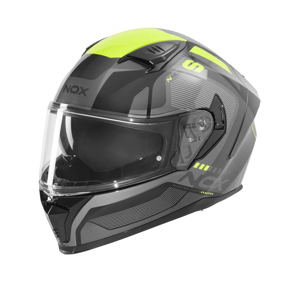 NOX WYPRZEDAŻ KASK INTEGRALNY (FULL FACE) Z BLENDĄ N402 MENTOR KOLOR CZARNY/ŻÓŁTY FLUO