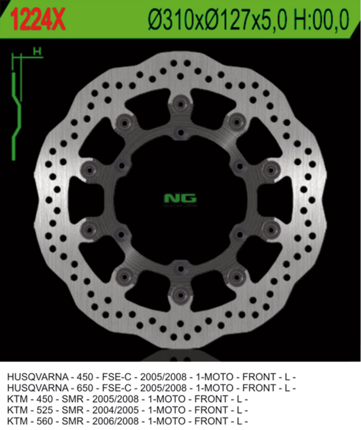 NG TARCZA HAMULCOWA PRZÓD HUSABERG FS 570 '10-'11, FS 450 '05-'08, KTM SMR 450 '04-'14, SMR 525 / 560 '05-'08 (310X127X5MM) (6X6