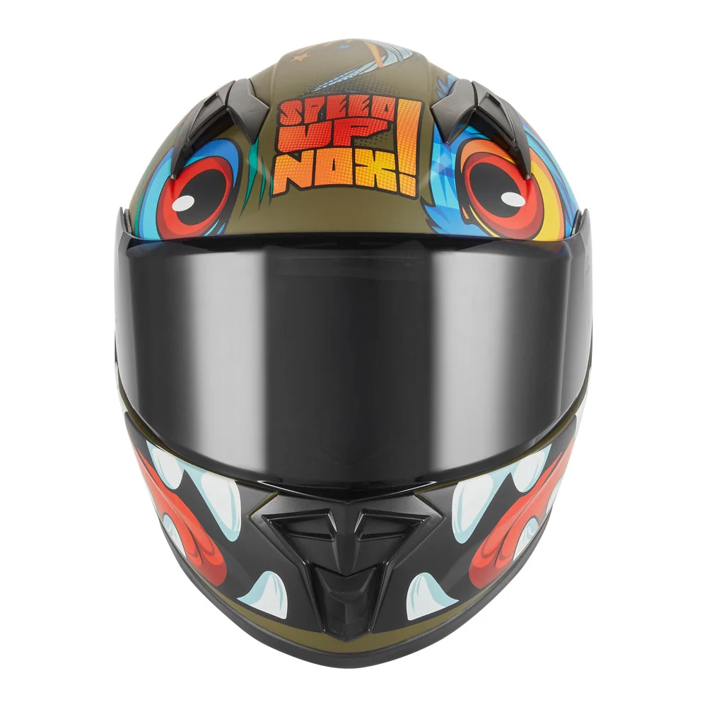 NOX KASK INTEGRALNY (FULL FACE) N731 SCRAPPY KID / JUNIOR (DZIECIĘCY) KOLOR ZIELONY (KHAKI)/CZARNY/NIEBIESKI MAT