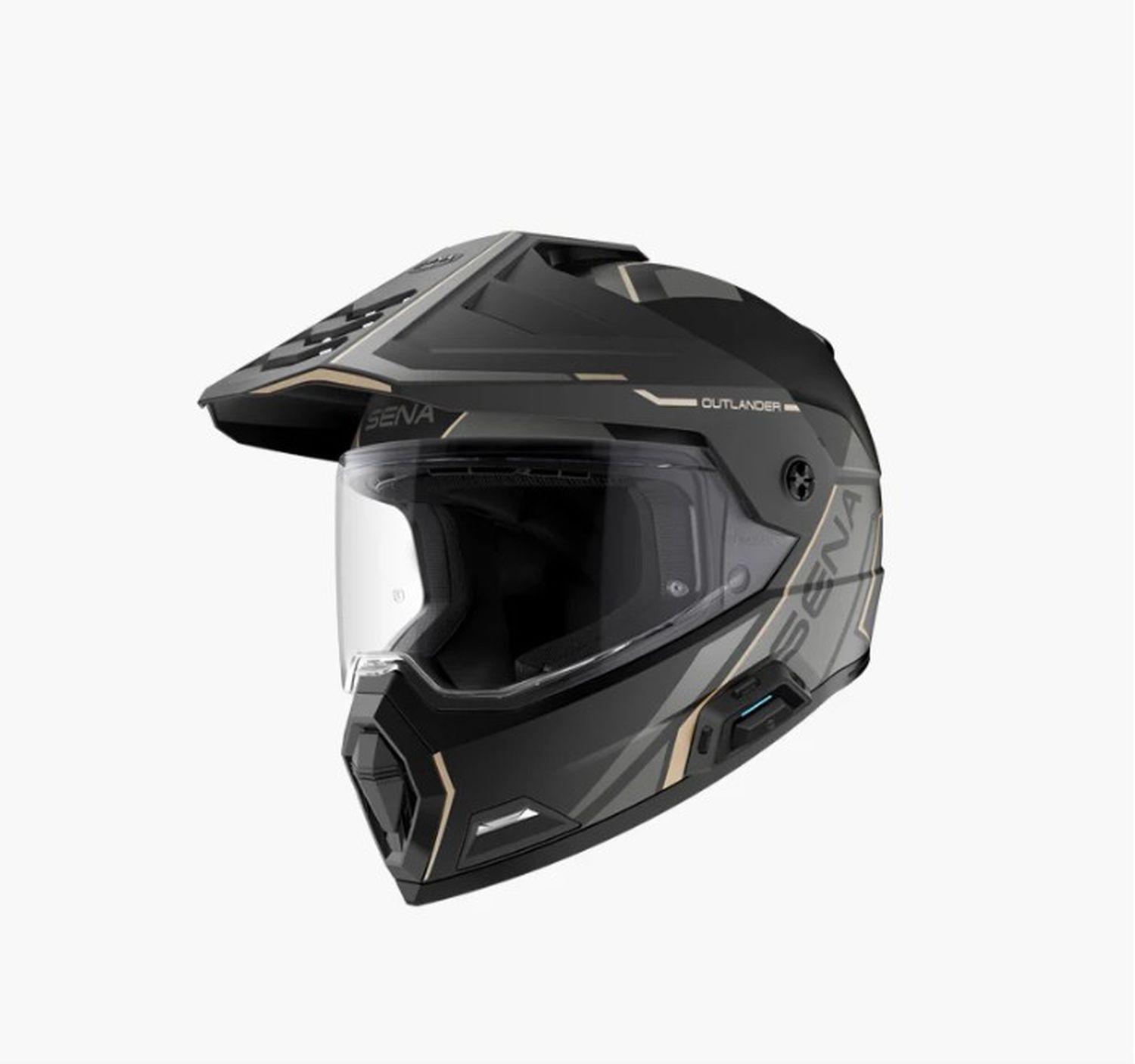 SENA 2026/07 KASK OUTLANDER DUAL SPORT FIBERGLASS Z INTERKOMEM MESH 3.0 DO 2000M ROZMIAR XXL KOLOR CZARNY MATT ( ECE R22.06 ) (E