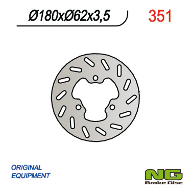 NG TARCZA HAMULCOWA TYŁ DERBI SENDA 50 '02-'09, APRILIA RX 50 '12'-18, PEUGEOT XP6 (180x62x3,5) (3x10,25mm)