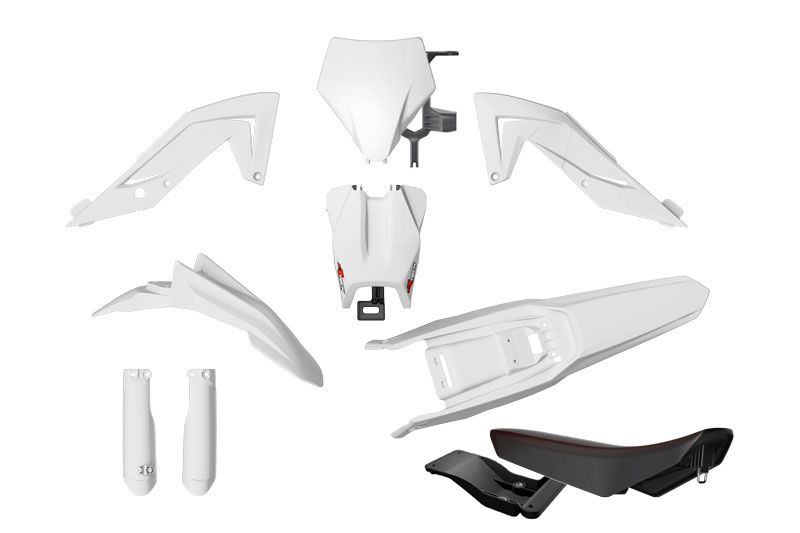 RACETECH (RTECH) KOMPLET PLASTIKÓW Z OSŁONAMI TELESKOPÓW I SIEDZENIEM TALARIA STING MX4 / MX5 / TL 4000 / 5500 '23-'25 KOLOR BIA