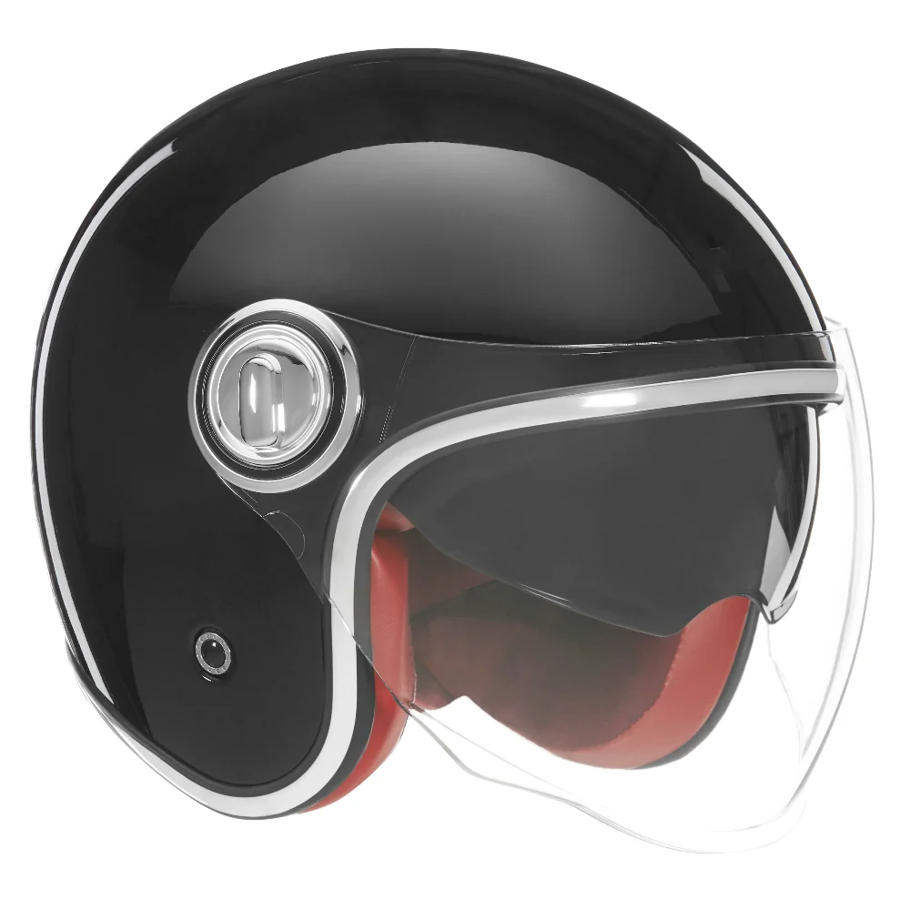 NOX PREMIUM KASK OTWARTY JET HERITAGE SOLID KOLOR CZARNY POŁYSK