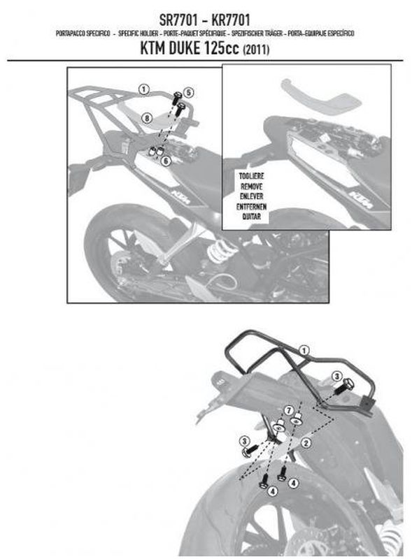 KAPPA STELAŻ KUFRA CENTRALNEGO KTM DUKE 125/300/390 (11-16) ( BEZ PŁYTY )