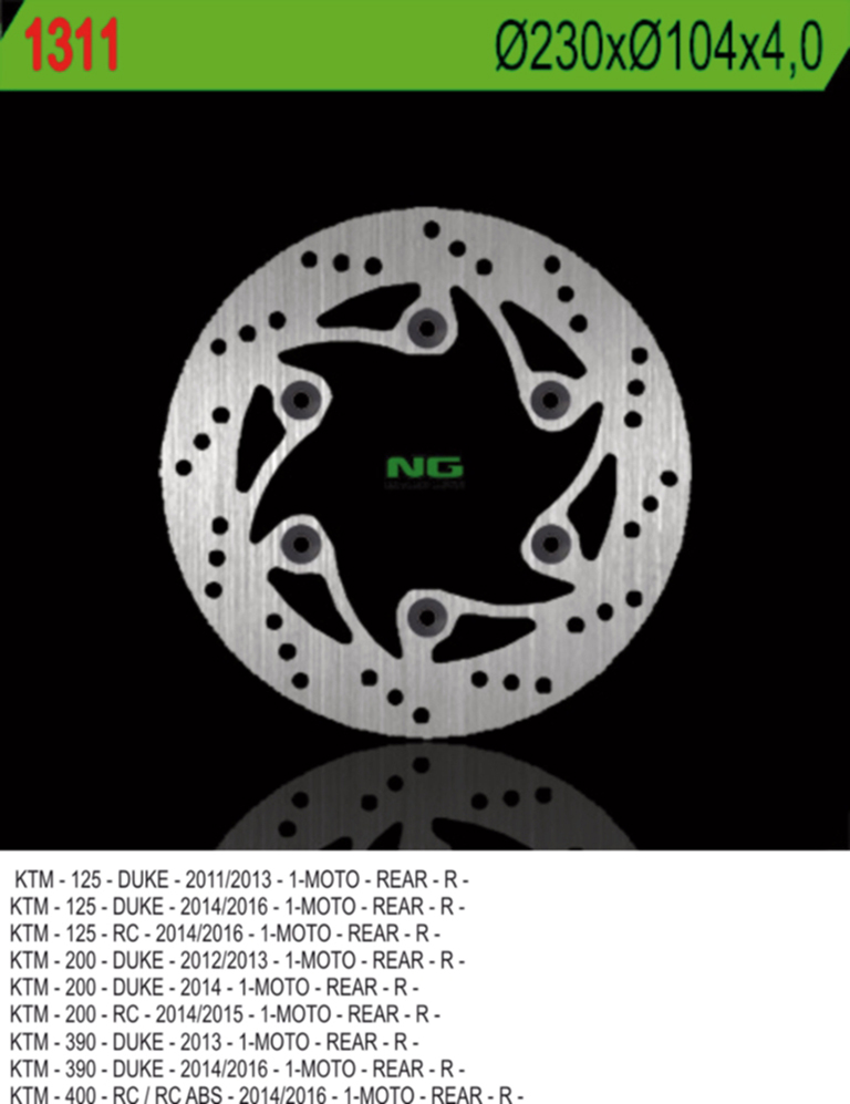NG TARCZA HAMULCOWA TYŁ KTM DUKE 125/200/390 '11-'20, RC 200/390 '14-'20 , ADVENTURE 390 '18-'24, HUSQVARNA VITPILEN 125 '21-'23